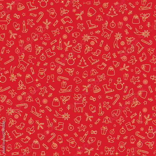 Christmas icon background Happy Winter Holiday seamless textured pattern