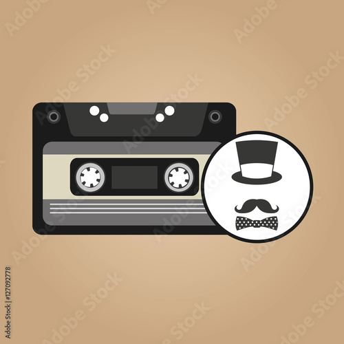 music cassette hat mustache bow tie vintage background desgin vector illustration eps 10
