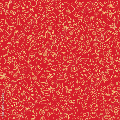 Christmas icon background Happy Winter Holiday seamless textured pattern
