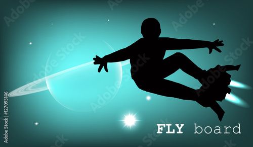 Abstract background. Fly board. Blue and black tones.