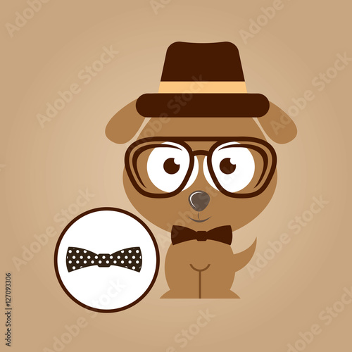 hipster dog symbol bow tie design vintage background vector illustration