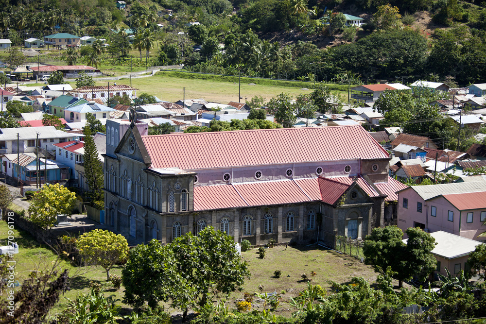low aerial view of Soufriere, st lucia