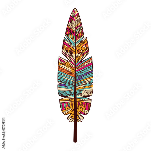 Feather plume icon. Bohemic boho rustic decoration nature and vintage theme. Isolated design. Vector illustration