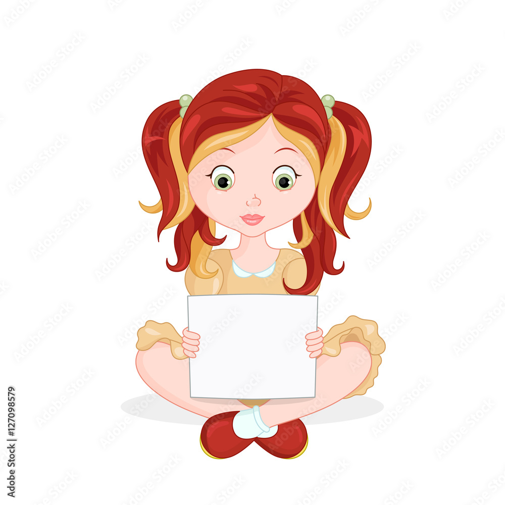 Illustration of a girl holding an empty board. Illustration of a girl holding an empty board.