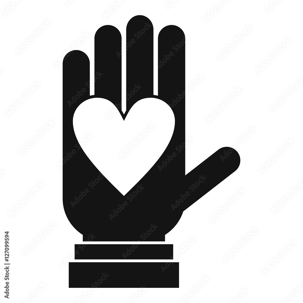 Obraz premium Hand with heart icon. Simple illustration of hand with heart vector icon for web design