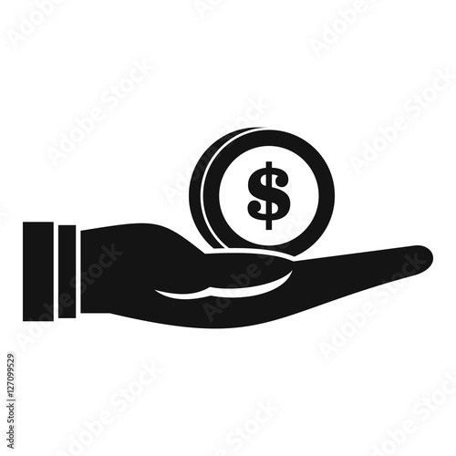 Dollar in hand icon. Simple illustration of dollar in hand vector icon for web design