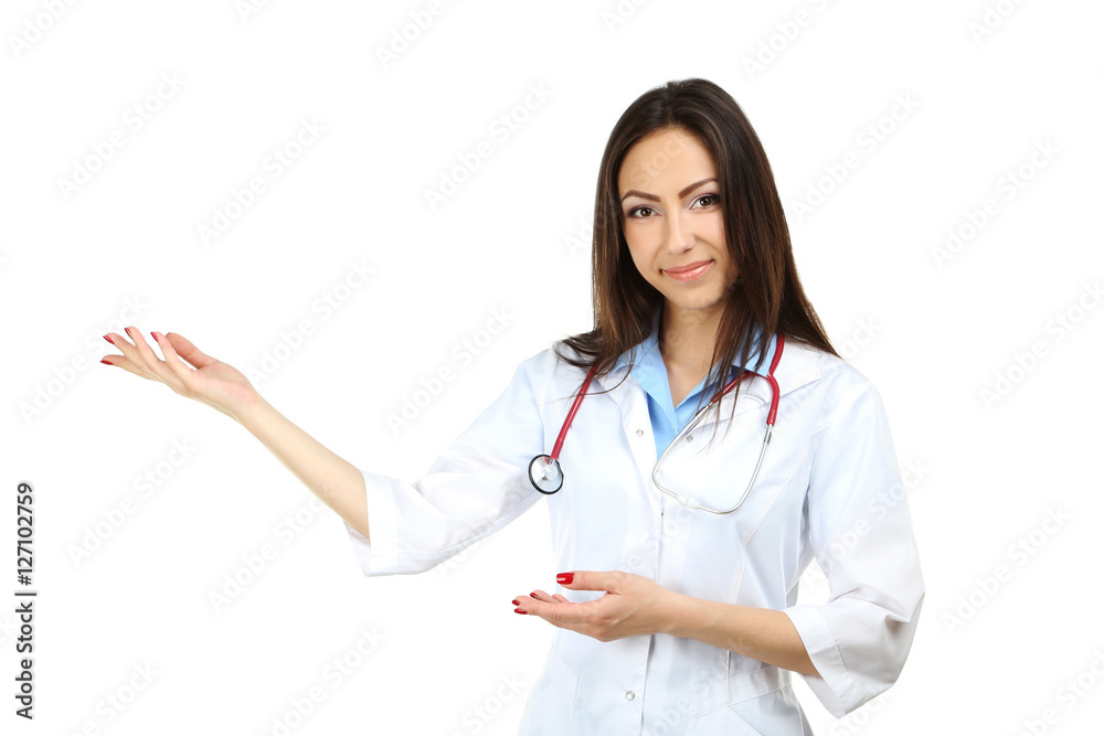 Portrait of young medical doctor on a white background Portrait of young medical doctor on a white background