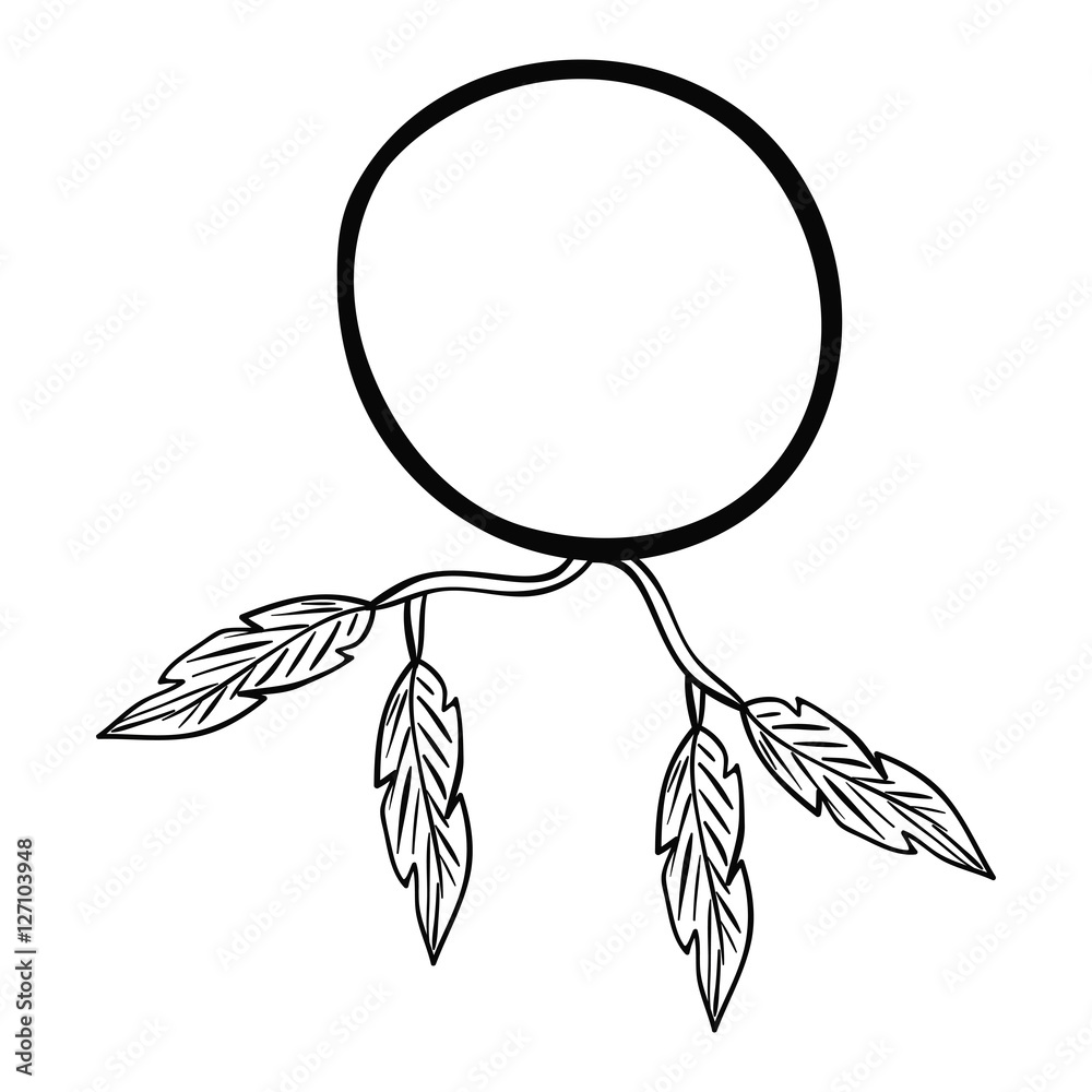 Feather plume and circle icon. Bohemic boho rustic decoration nature and vintage theme. Isolated design. Vector illustration