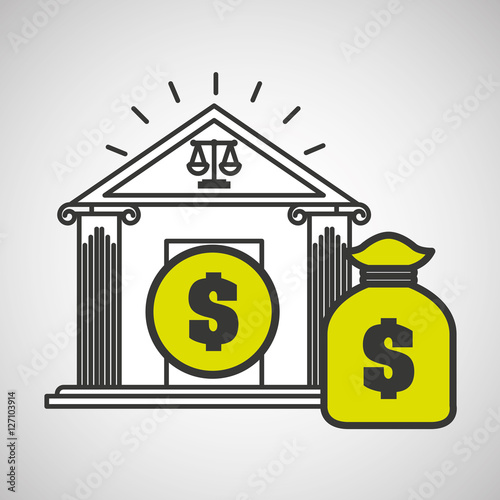 justice bulding bag money icon graphic vector illustration eps 10
