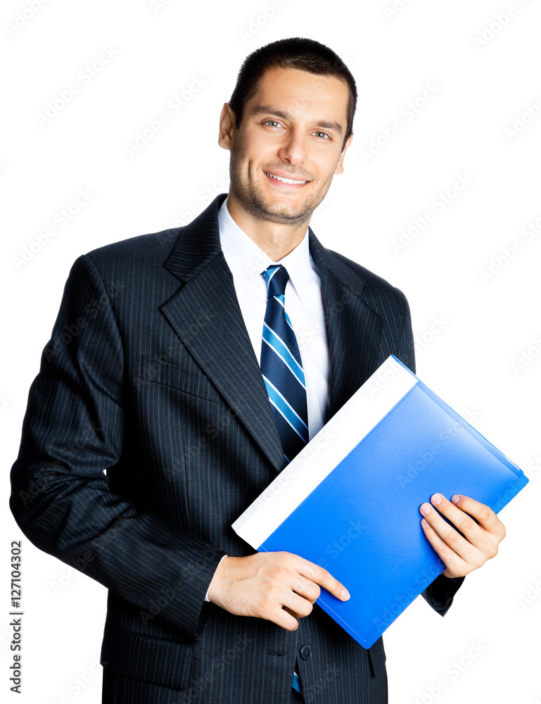 Businessman with folder, isolated on white background Businessman with folder, isolated on white background