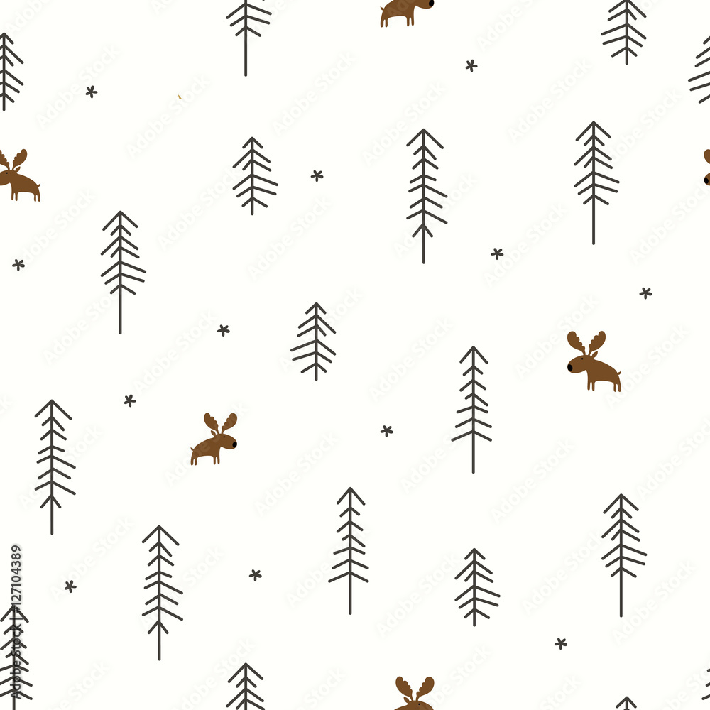 Winter Forest with a Moose Winter Forest with a Moose