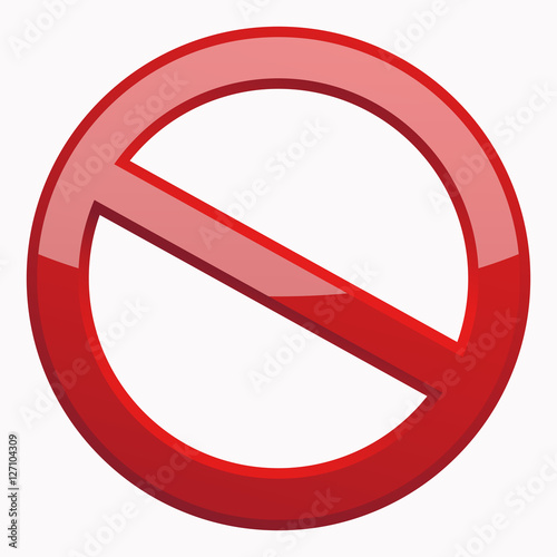 Red Prohibition sign 3D Icon at the white background. Do Not Symbol for your Business Presentation. Vector Isolated illustration