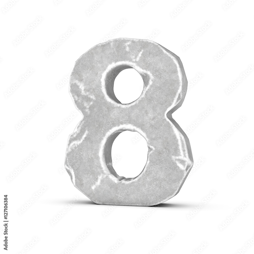 Rendering of stone number 8 isolated on white background. Rendering of stone number 8 isolated on white background.