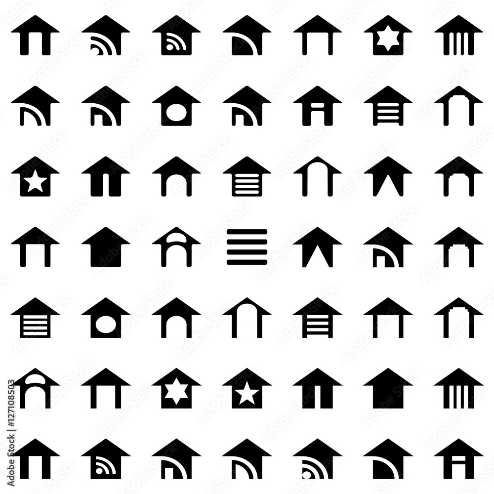 Vector Black Houses Icons Set For Your Business Presentation And For