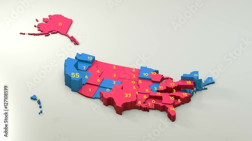 US presidential election results 2016 map by state, republicans and democrats. Republican candidate receives a majority of electoral votes and wins the election
 photo