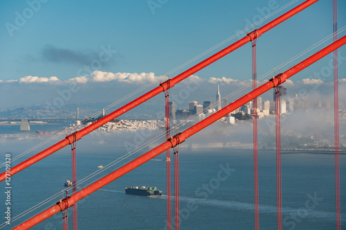 Beautiful scenic San Francisco City Skyline and Golden Gate Brid