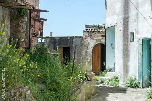 Street of history abandoned town in old Aliano photo