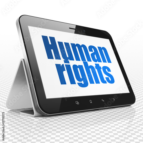 Political concept: Tablet Computer with Human Rights on display