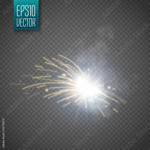 Metal Welding with sparks isolated on transparent background. Vector
