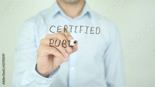 Certified Public Accountant, CPA, Man Writing on Screen