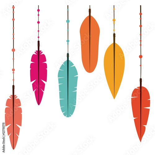 Feather plume icon. Bohemic boho rustic decoration nature and vintage theme. Isolated design. Vector illustration
