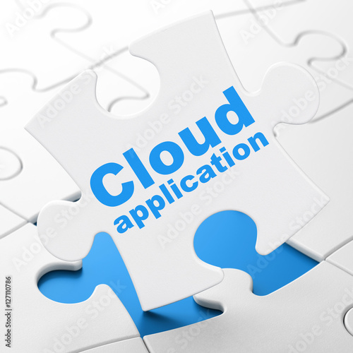 Cloud computing concept: Cloud Application on puzzle background