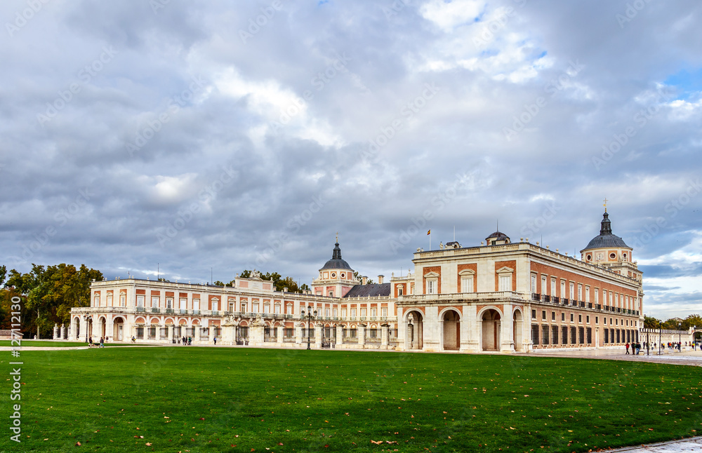 A cloudy afternoon in Royal Palace of Aranjuez, Madrid, Spain. UNESCO World Heritage