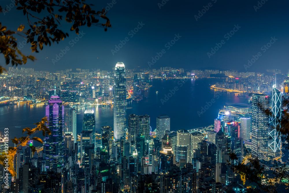 Lights and skyline of Central Hong Kong at night - 1