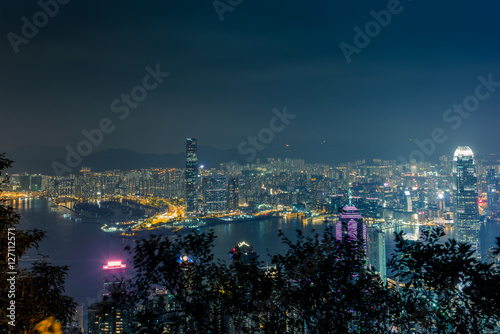 Lights and skyline of Central Hong Kong at night - 2