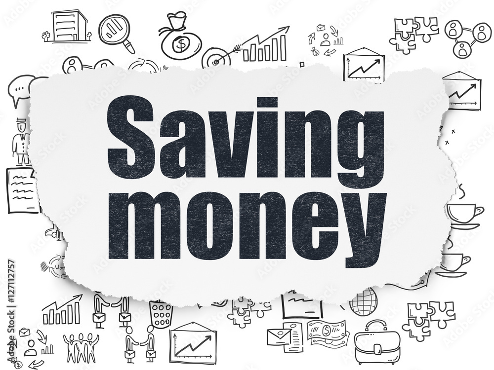 Naklejka premium Business concept: Saving Money on Torn Paper background