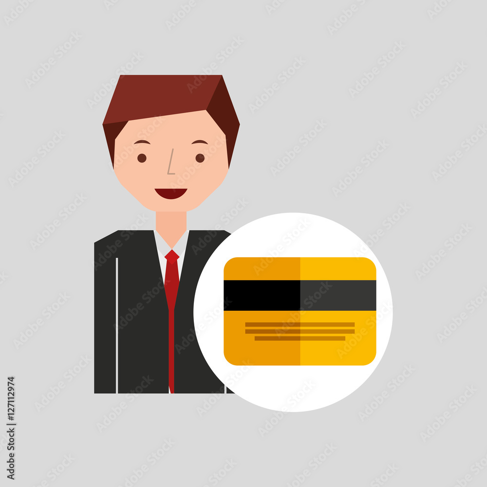 business man cartoon and credit card vector illustration eps 10 business man cartoon and credit card vector illustration eps 10