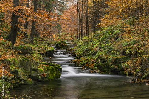 View of autumn waterfalls