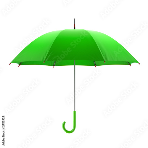 Green umbrella isolated on white background. 3D illustration .