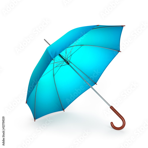 Blue umbrella isolated on white background. 3D illustration .