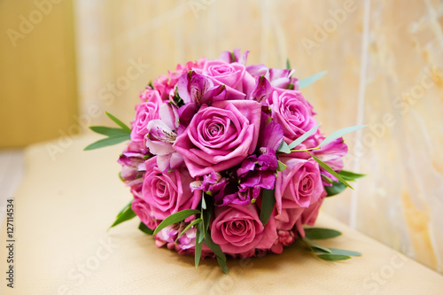 Beautiful bridal bouquet of pink roses