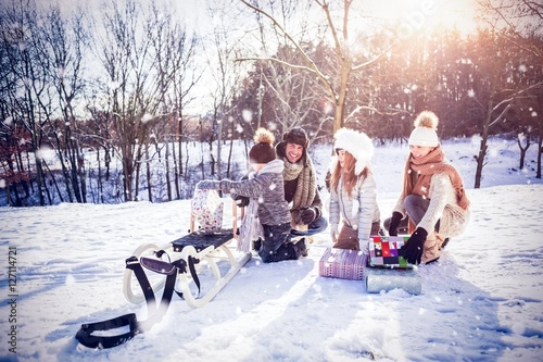 Composite image of family p...