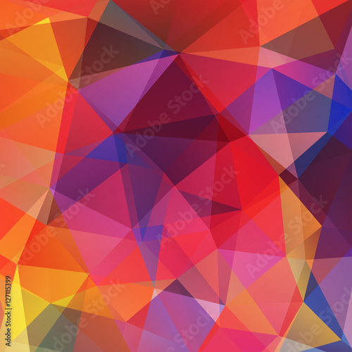 Background made of triangles. Square composition with geometric shapes. Eps 10 Yellow, orange, purple, red colors