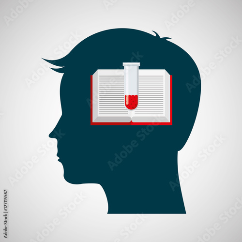 silhouette head laboratory book and flask vector illustration eps 10