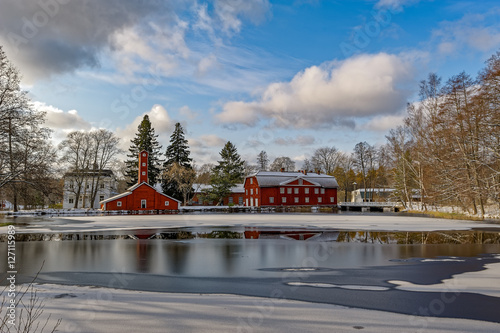 Old wooden houses of former Stromfors Iron Works, Finland photo