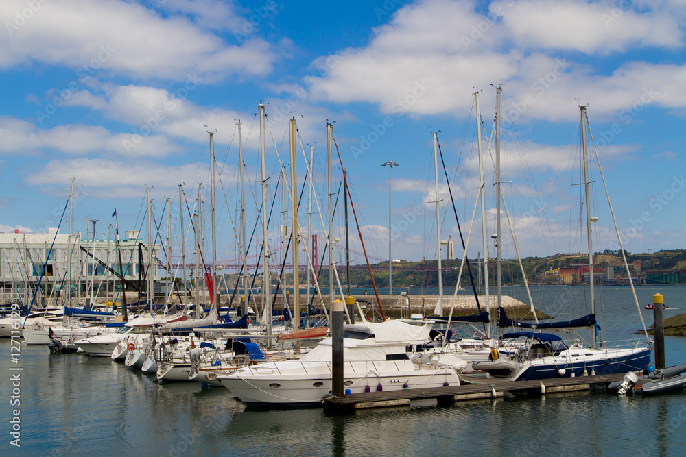 yachts mooring in a harbour,