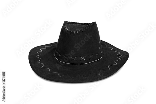 black cowboy hat on white background