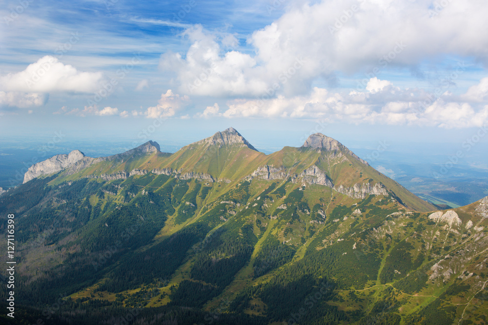 High Tatras -  Belianske Tatry mountains from Jahnaci peak in the evening - Zdiarska Vidla and Havran peaks