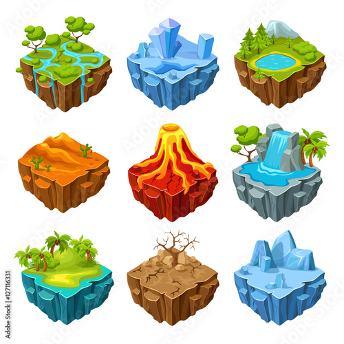 Islands Of Computer Game Isometric Set