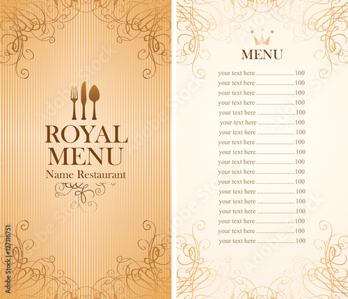 royal menu for a cafe or restaurant and Price all in gold