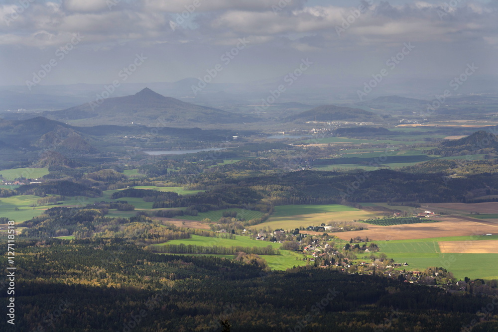 Panoramic view from Jested mountain near Liberec in Czech republic