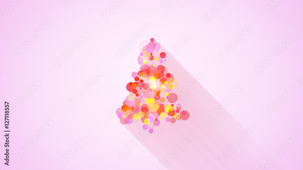 glow colorful christmas tree shape. flat style illustration with long shadows
