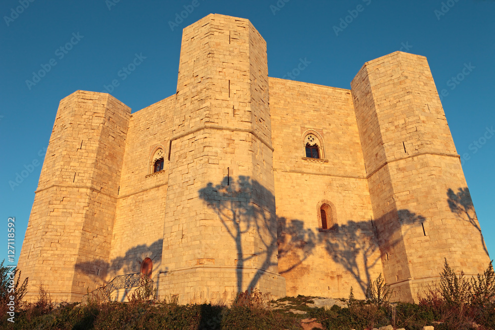 Castel del Monte in a beautiful sunset light, Unesco World Heritage Site of Apulia, Italy