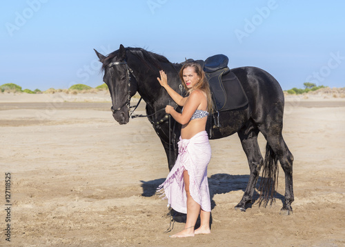 horse woman on the beach © cynoclub