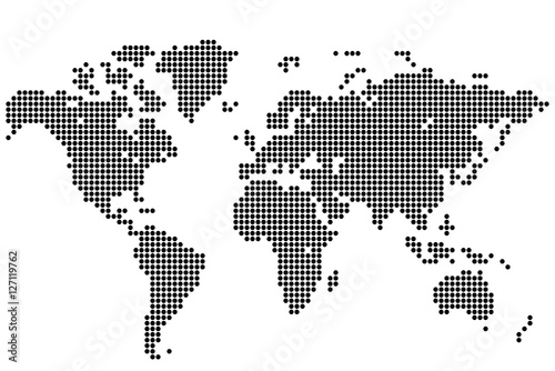 Абстрактный фон. Карта мира круглыми точками. Векторная иллюстрация. photo