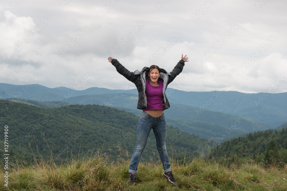 Woman in mountains Carpathians. Ukraine.
Woman in mountains Carpathians. Ukraine.